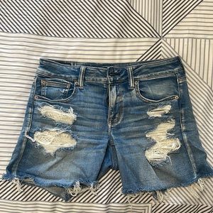 American Eagle distressed with lace light denim shorts